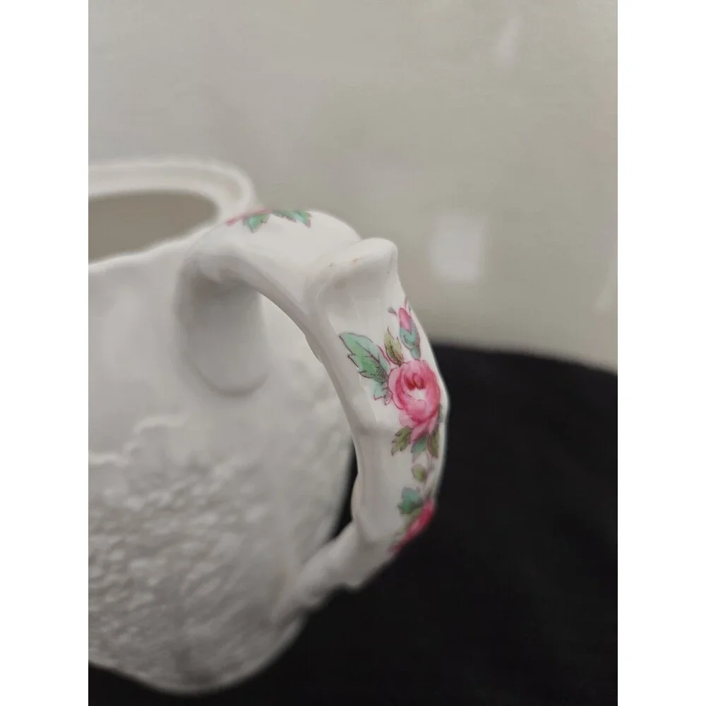Vintage Spode Bridal Rose Coffee Pot Savoy Cabbage Leaf Fine Bone Cina England